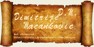 Dimitrije Macanković vizit kartica
